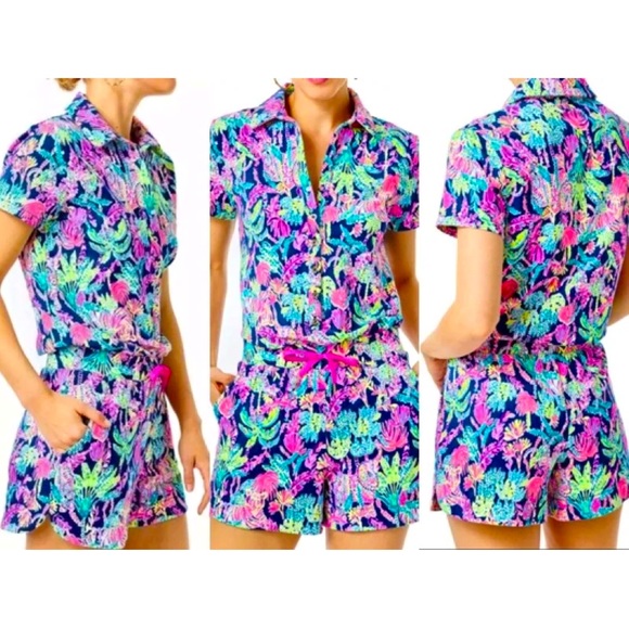 NWT LILLY PULITZER L JORGE ROMPER OYSTER BAY SEEN AND HERD - Picture 3 of 5